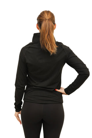 CAMA Naisten Half zip pitkähihainen, musta